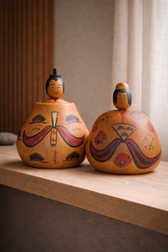 Couple massif de kokeshi Hina Matsuri signé Asakura Kōyō (1947-2017) - empereur et impératrice