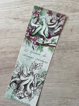 marque page étranges créatures "pieuvre et fleurs"