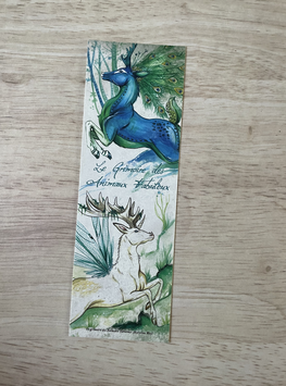 marque page animaux fabuleux "cerf-paon"