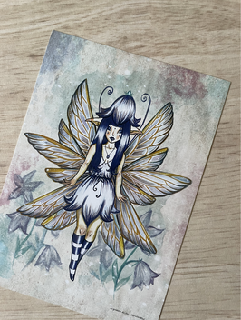 carte postale "le grimoire des fées" bleu