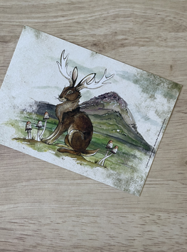 carte postale "le grimoire des animaux fabuleux" jackalope