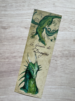 marque page dragon vert "le grimoire des dragons"