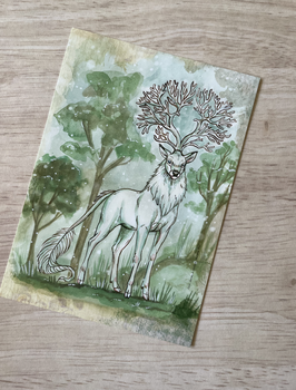 carte postale "cerfs, charmes & sortilèges" cerf esprit de la forêt