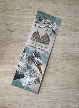 marque page "grimoire des créatures alsaciennes" Cigogne