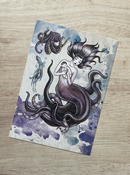 carte postale "le grimoire des sirènes" poulpe