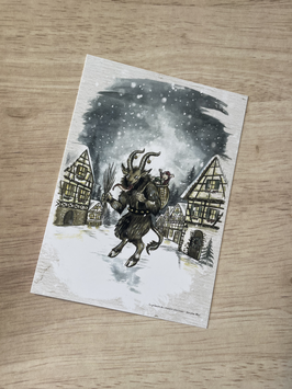 carte postale "le grimoire des créatures alsaciennes" Krampus