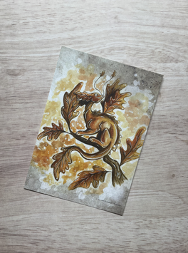 carte postale "le grimoire des dragons fées"dragon automne