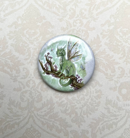 badge broche dragon fée vert