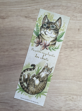 marque page chat tigré "Ma petite encyclopédie des chats"