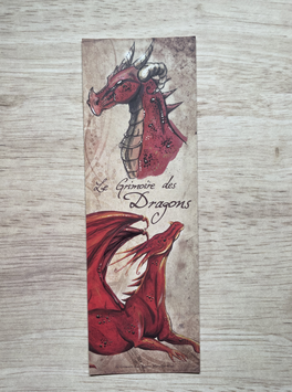 marque page dragon rouge "le grimoire des dragons"