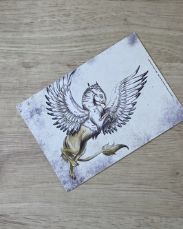 carte postale "le grimoire des animaux fabuleux" griffon