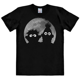 T-shirt Unisex - Sesame St. - Ernie and Bert - Moon - Black - 100% Cotton