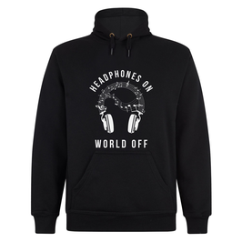 Hooded Sweater - Headphones On, World Off - Black - 80% Cotton, 20% Polyester