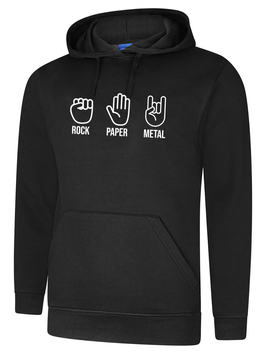Hooded Sweater - Rock Paper Metal - Black - 80% Cotton, 20% Polyester