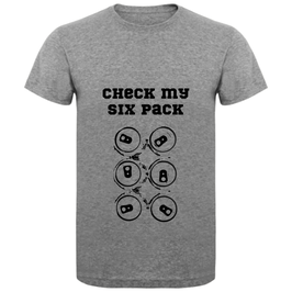 T-shirt Unisex - Check My Six Pack - Grey - 85% Cotton, 15% Viscose