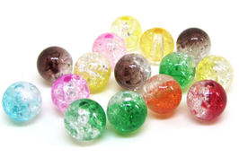 20 perles crackle's acrylique couleurs mixtes - 8 mm - PP17W