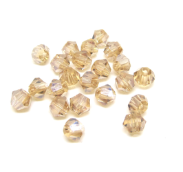 50 perles toupie en verre doré transparent  4 mm - TS006