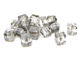 10 perles cubes en cristal gris 4 mm - RC07