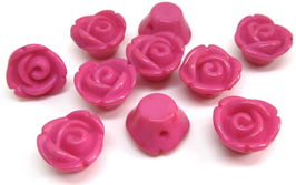 10 Perles fleur rose acrylique - 14 x 8 mm - PP42