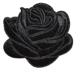 patch thermocollant fleur noire -  72 x 66 mm