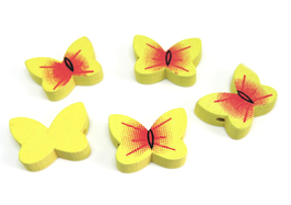 5 Perles en bois papillon jaune - 20 x 14 mm - PB03