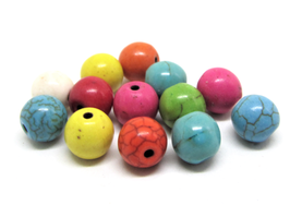 12 Perles rondes en pierre Howlite couleurs mixtes - 8 mm- V0E11