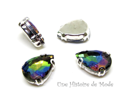 4 Strass gouttes à coudre multicolore - 10 x 14 mm