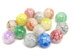 10 perles en verre craquelé de couleurs mixtes 8mm - RWZ12