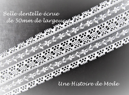 1 mètre de dentelle écrue - 50 mm -  D75
