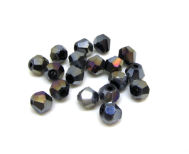 50 perles toupie en verre HEMATITE  AB 4 mm - TS005