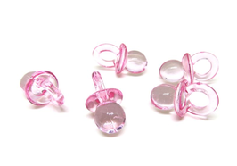 5 breloques tétines bébé en résine transparente rose - 21 x 12 mm