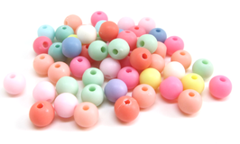 50 perles multicolores en silicone 6 mm - PP34