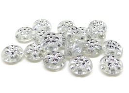 10 perles rondes et plates en acrylique gris argenté -  10 mm - PP15W