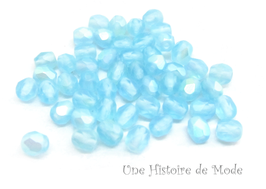 50 perles à facettes bleu glacier AB - 4 mm - RWF1