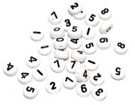 Lot de 50 perles chiffres en acrylique ( de 0 à 9 ) - P7