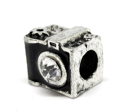 Perle appareil photo en métal - gros trous  -  RWZ65