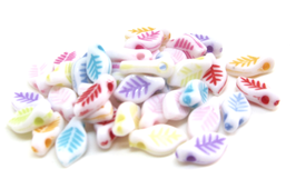 50 perles acrylique feuille de couleurs mixtes - 10 x 5 mm - PP6W