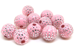 20 perles rose clair effet strass en acrylique 8 mm - PP35