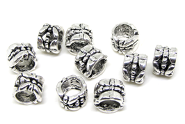 10 perles en métal argenté -  8 x 6 mm - RWZ69