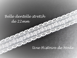 1 mètre de ruban dentelle écrue stretch à fleurs - 22 mm - D32