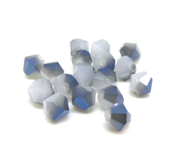 50 perles toupie en verre ALABASTER SATIN BLUE AB  - TS002