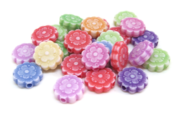 30 perles acrylique fleurs de couleurs mixtes - 10 mm - PP47