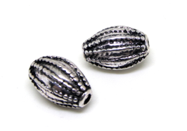 2 Perles ovales en métal argenté  - 13 x 9 mm - RWZ32