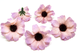 5 fleurs en tissu vieux rose - 35 mm - F243