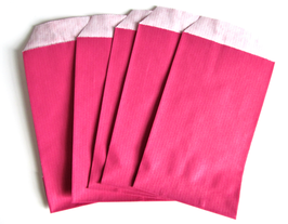 5 Sachets en papier kraft rose fuchsia - 7 x 12 cm