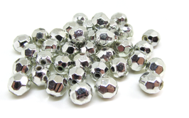 50 perles acrylique à facettes argenté 6 mm  - PP5W