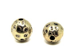 2 Perles ovales en métal martelé doré 11 x 9,5 mm - PE02