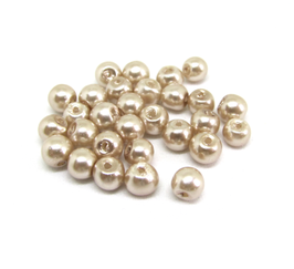 50 perles en verre nacré beige - 4 mm - RWZ17
