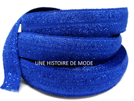 Ruban élastique bleu foncé pailletté 15 mm ( au mètre )