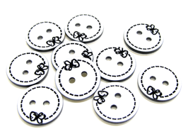 10 boutons couture en résine noir et blanc -13 mm - BT060
